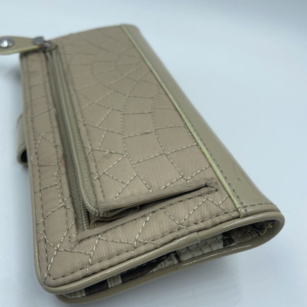 Vera Bradley tan khaki CAFE WALLET fold w/ coin - Picture 5 of 15